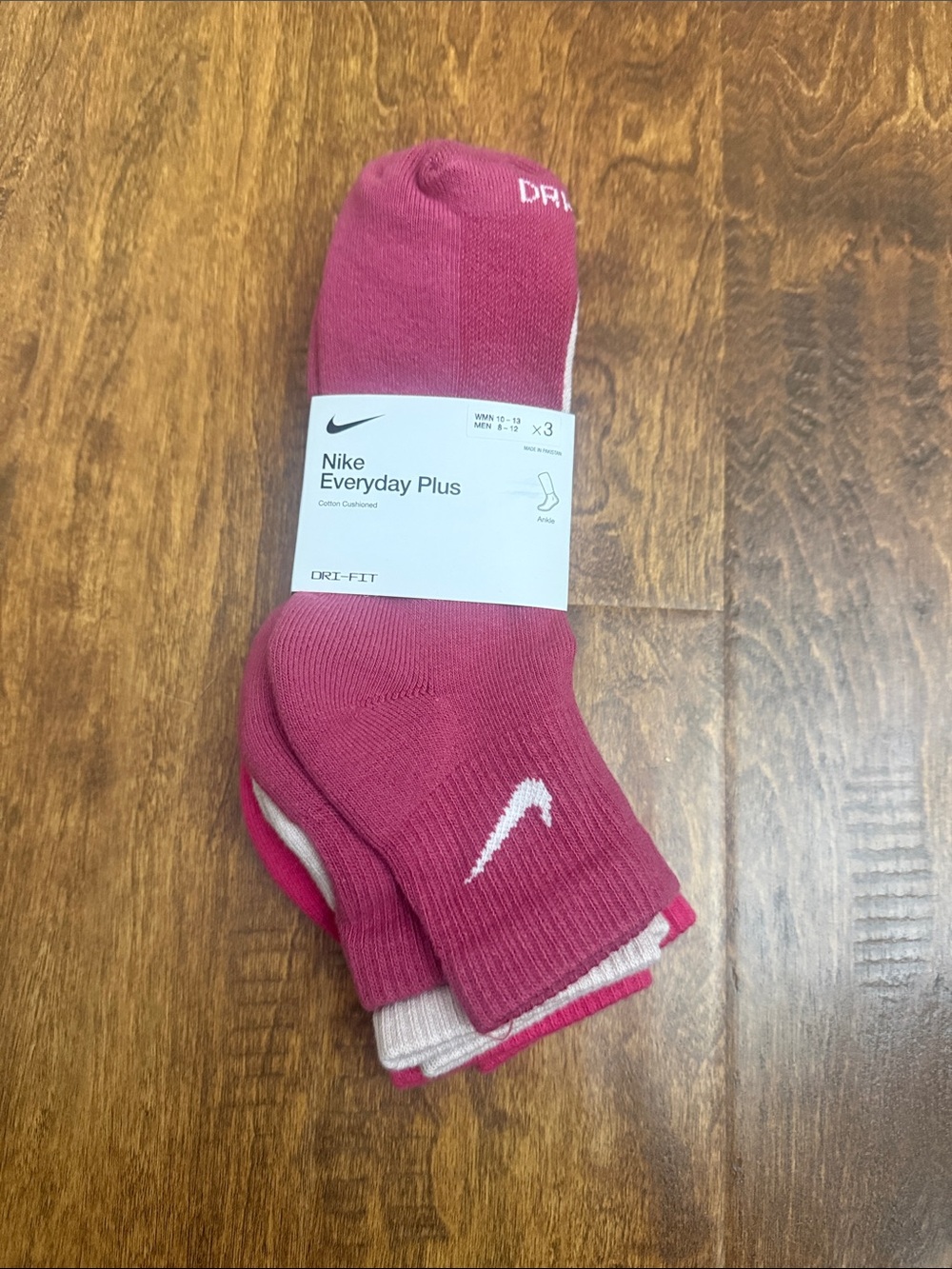 Nike Pink Ankle Socks 3-Pack with White Swoosh